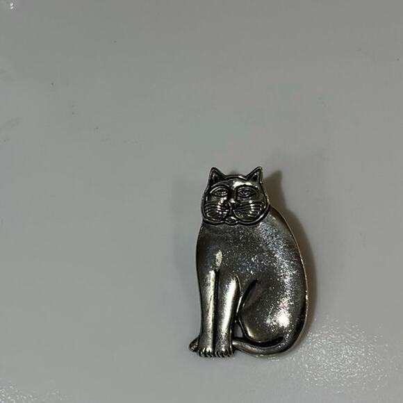 Vintage Laurel Burch Silver Toned Metal Kitty Cat Broach Pin Cat Lover - Picture 2 of 6